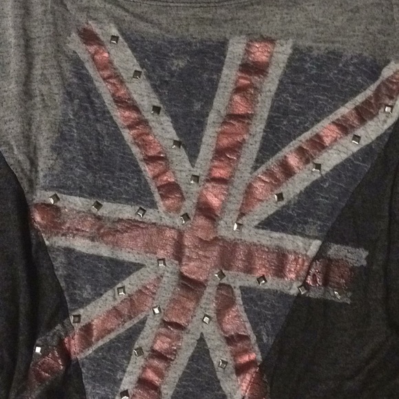 British Flag Stretchy Top Grey Crop Top - Picture 2 of 5